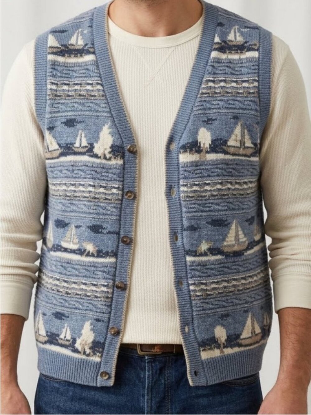 Vintage Northern Reflections Vest Sailboats Size Small